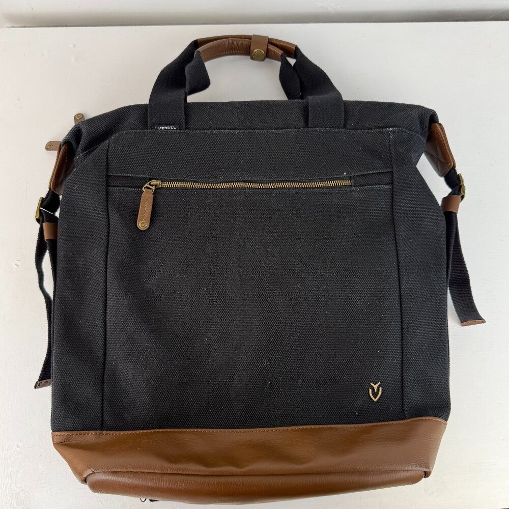 VESSEL Heavy Canvas and Faux Suede Synthetic Leather Backpack